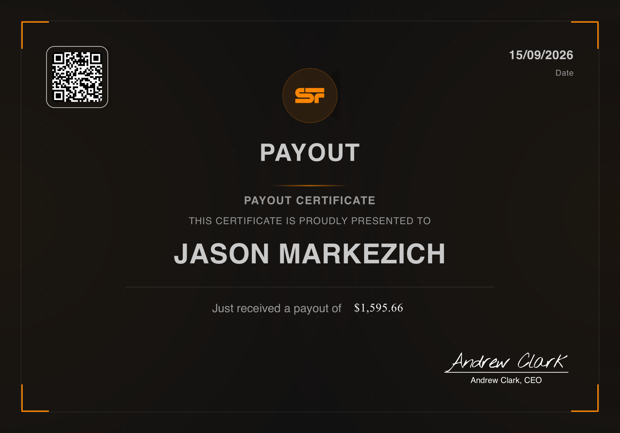 SwayFunding certificate for Jason Markezich
