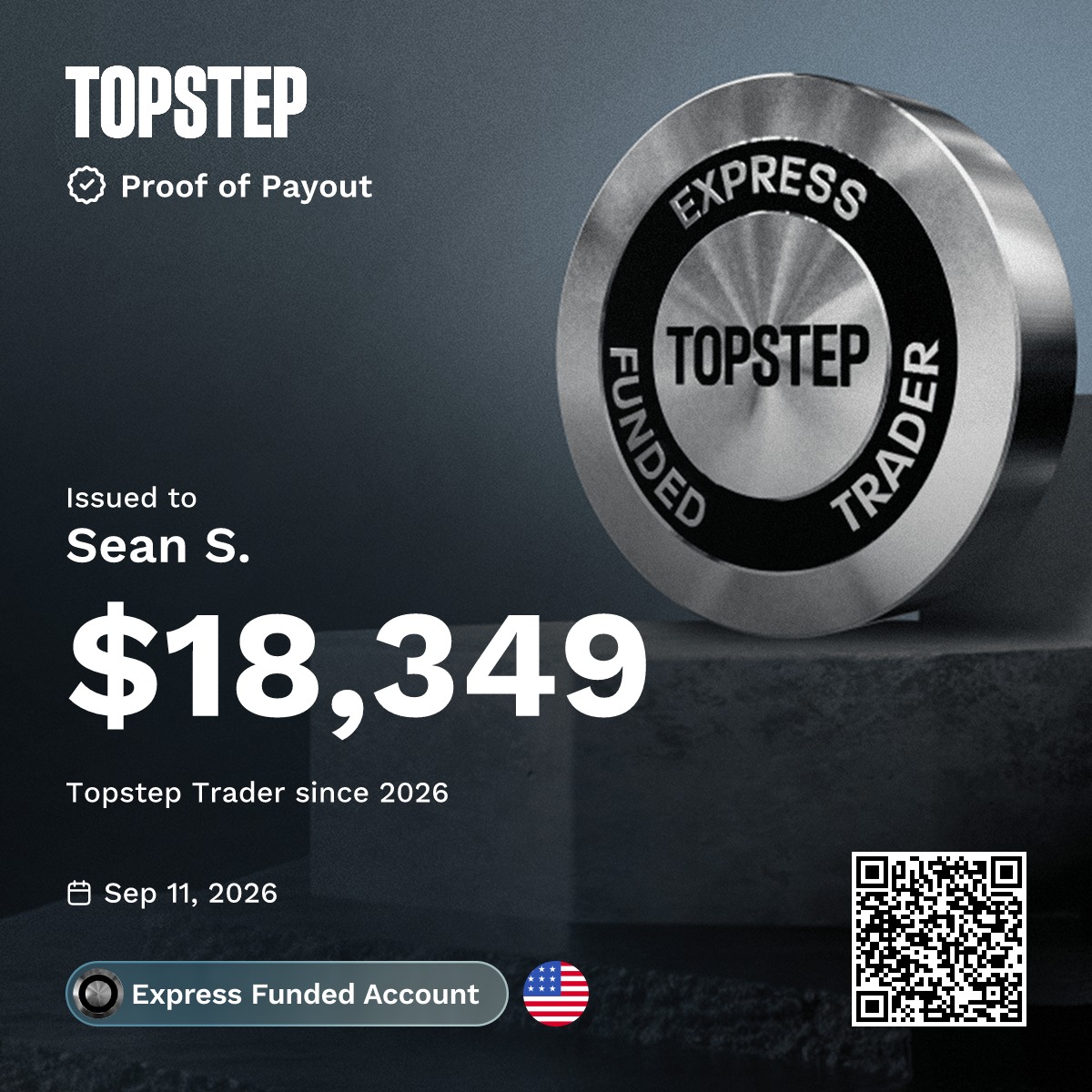Topstep certificate for Sean S.